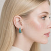 Oro Laminado Huggie Hoop, Gold Filled Style with Turquoise Cubic Zirconia, Polished, Golden Finish, 02.267.0078.3.22
