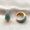 Oro Laminado Huggie Hoop, Gold Filled Style with Turquoise Cubic Zirconia, Polished, Golden Finish, 02.267.0078.3.22