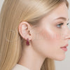 Oro Laminado Huggie Hoop, Gold Filled Style with Ruby Cubic Zirconia, Polished, Golden Finish, 02.267.0078.4.22