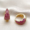 Oro Laminado Huggie Hoop, Gold Filled Style with Ruby Cubic Zirconia, Polished, Golden Finish, 02.267.0078.4.22