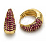 Oro Laminado Huggie Hoop, Gold Filled Style with Ruby Cubic Zirconia, Polished, Golden Finish, 02.267.0078.4.22