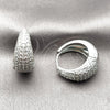 Rhodium Gold Filled Huggie Hoop, with White Cubic Zirconia, Polished, Rhodium Finish, 02.267.0078.5.22