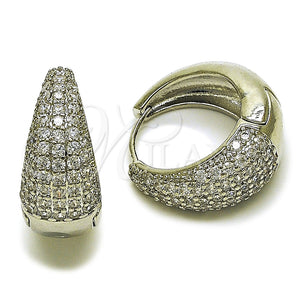 Rhodium Gold Filled Huggie Hoop, with White Cubic Zirconia, Polished, Rhodium Finish, 02.267.0078.5.22
