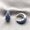 Rhodium Gold Filled Huggie Hoop, with Sapphire Blue Cubic Zirconia, Polished, Rhodium Finish, 02.267.0078.6.22