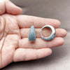 Rhodium Gold Filled Huggie Hoop, with Turquoise Cubic Zirconia, Polished, Rhodium Finish, 02.267.0078.8.22
