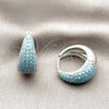 Rhodium Gold Filled Huggie Hoop, with Turquoise Cubic Zirconia, Polished, Rhodium Finish, 02.267.0078.8.22