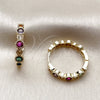 Oro Laminado Huggie Hoop, Gold Filled Style with Multicolor Cubic Zirconia, Polished, Golden Finish, 02.267.0079.25