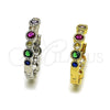 Rhodium Gold Filled Huggie Hoop, with Multicolor Cubic Zirconia, Polished, Rhodium Finish, 02.267.0079.1.25