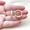 Oro Laminado Huggie Hoop, Gold Filled Style Baguette Design, with White Cubic Zirconia, Polished, Golden Finish, 02.267.0080.22