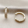 Oro Laminado Huggie Hoop, Gold Filled Style Baguette Design, with White Cubic Zirconia, Polished, Golden Finish, 02.267.0080.22