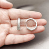 Rhodium Gold Filled Huggie Hoop, Baguette Design, with White Cubic Zirconia, Polished, Rhodium Finish, 02.267.0080.1.22
