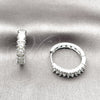 Rhodium Gold Filled Huggie Hoop, Baguette Design, with White Cubic Zirconia, Polished, Rhodium Finish, 02.267.0080.1.22