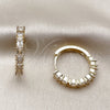 Oro Laminado Huggie Hoop, Gold Filled Style Baguette Design, with White Cubic Zirconia, Polished, Golden Finish, 02.267.0081.25