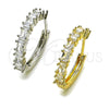 Oro Laminado Huggie Hoop, Gold Filled Style Baguette Design, with White Cubic Zirconia, Polished, Golden Finish, 02.267.0081.25