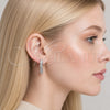 Rhodium Gold Filled Huggie Hoop, Baguette Design, with White Cubic Zirconia, Polished, Rhodium Finish, 02.267.0081.1.25