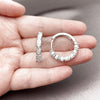 Rhodium Gold Filled Huggie Hoop, Baguette Design, with White Cubic Zirconia, Polished, Rhodium Finish, 02.267.0081.1.25