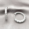 Rhodium Gold Filled Huggie Hoop, Baguette Design, with White Cubic Zirconia, Polished, Rhodium Finish, 02.267.0081.1.25