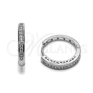Rhodium Gold Filled Huggie Hoop, with White Micro Pave, Polished, Rhodium Finish, 02.267.0082.1.20