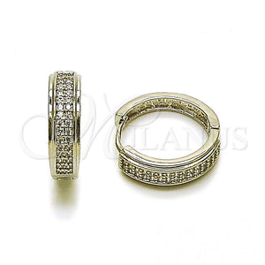 Rhodium Gold Filled Huggie Hoop, with White Micro Pave, Polished, Rhodium Finish, 02.267.0083.1.20