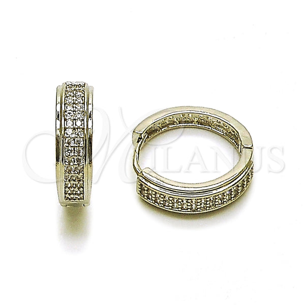 Rhodium Gold Filled Huggie Hoop, with White Micro Pave, Polished, Rhodium Finish, 02.267.0083.1.20
