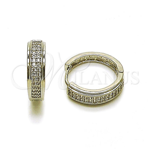 Rhodium Gold Filled Huggie Hoop, with White Micro Pave, Polished, Rhodium Finish, 02.267.0083.1.20