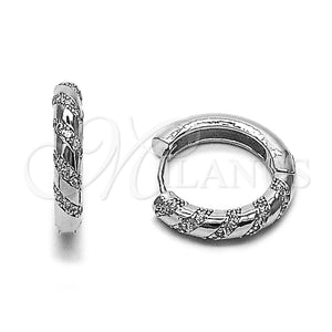 Rhodium Gold Filled Huggie Hoop, with White Micro Pave, Polished, Rhodium Finish, 02.267.0084.1.20