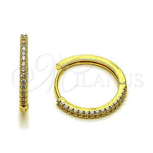 Oro Laminado Huggie Hoop, Gold Filled Style with White Cubic Zirconia, Polished, Golden Finish, 02.267.0085.22