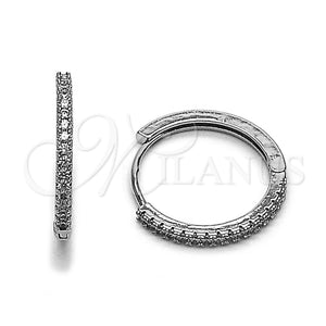 Rhodium Gold Filled Huggie Hoop, with White Cubic Zirconia, Polished, Rhodium Finish, 02.267.0085.1.22