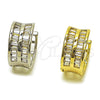 Oro Laminado Huggie Hoop, Gold Filled Style Baguette Design, with White Cubic Zirconia, Polished, Golden Finish, 02.267.0086.15