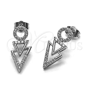 Rhodium Gold Filled Stud Earring, with White Micro Pave, Polished, Rhodium Finish, 02.267.0087