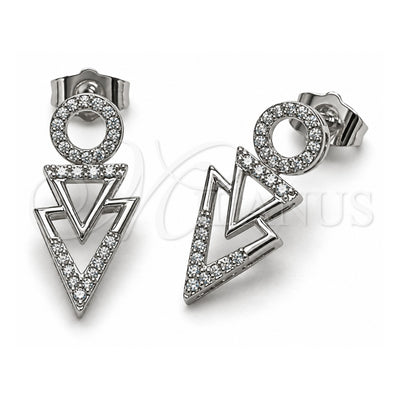 White Gold Filled Stud Earring, with White Micro Pave, Polished, Rhodium Finish, 02.267.0087