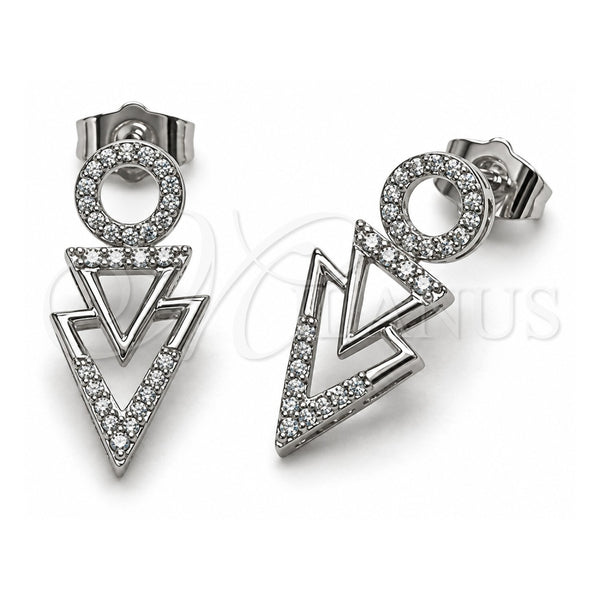 White Gold Filled Stud Earring, with White Micro Pave, Polished, Rhodium Finish, 02.267.0087