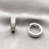 Rhodium Gold Filled Huggie Hoop, with White Cubic Zirconia, Polished, Rhodium Finish, 02.267.0088.1.16