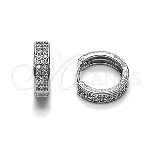 Rhodium Gold Filled Huggie Hoop, with White Cubic Zirconia, Polished, Rhodium Finish, 02.267.0088.1.16