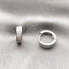Rhodium Gold Filled Huggie Hoop, with White Micro Pave, Polished, Rhodium Finish, 02.267.0089.1.15