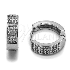 Rhodium Gold Filled Huggie Hoop, with White Micro Pave, Polished, Rhodium Finish, 02.267.0089.1.15