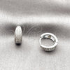 Rhodium Gold Filled Huggie Hoop, with White Micro Pave, Polished, Rhodium Finish, 02.267.0090.1.12
