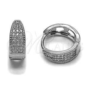 Rhodium Gold Filled Huggie Hoop, with White Micro Pave, Polished, Rhodium Finish, 02.267.0090.1.12