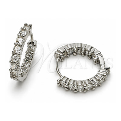 White Gold Filled Huggie Hoop, with White Cubic Zirconia, Polished, Rhodium Finish, 02.267.0091.1.20
