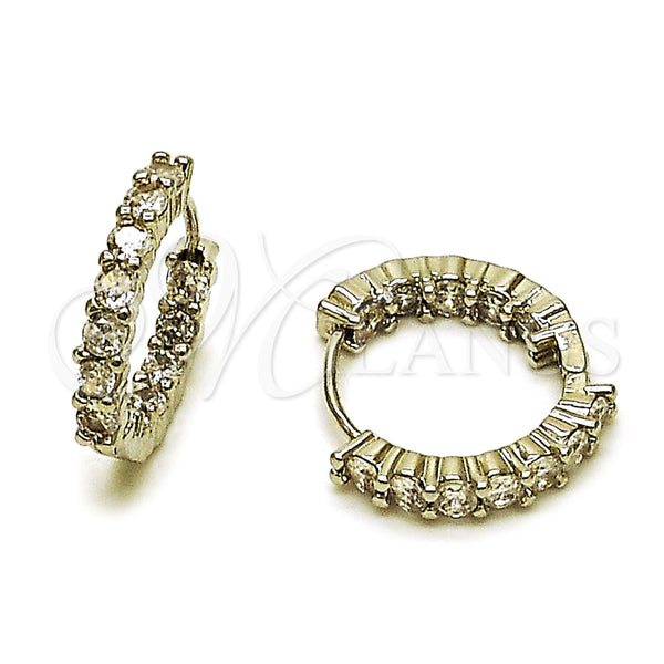 Rhodium Gold Filled Huggie Hoop, with White Cubic Zirconia, Polished, Rhodium Finish, 02.267.0091.1.20