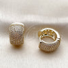 Oro Laminado Huggie Hoop, Gold Filled Style Heart Design, with White Cubic Zirconia, Polished, Golden Finish, 02.267.0092.20