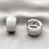 Rhodium Gold Filled Huggie Hoop, Heart Design, with White Cubic Zirconia, Polished, Rhodium Finish, 02.267.0092.1.20