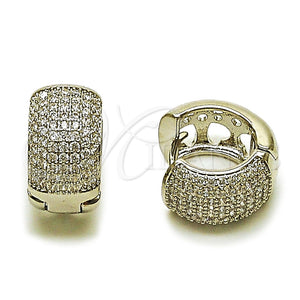 Rhodium Gold Filled Huggie Hoop, Heart Design, with White Cubic Zirconia, Polished, Rhodium Finish, 02.267.0092.1.20