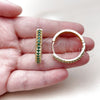 Oro Laminado Huggie Hoop, Gold Filled Style with Green Cubic Zirconia, Polished, Golden Finish, 02.267.0093.1.30