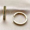 Oro Laminado Huggie Hoop, Gold Filled Style with Green Cubic Zirconia, Polished, Golden Finish, 02.267.0093.1.30