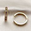 Oro Laminado Huggie Hoop, Gold Filled Style with Multicolor Cubic Zirconia, Polished, Golden Finish, 02.267.0093.4.30