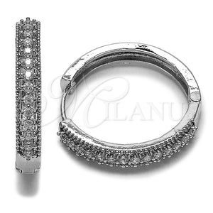 Rhodium Gold Filled Huggie Hoop, with White Cubic Zirconia, Polished, Rhodium Finish, 02.267.0093.5.30