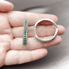 Rhodium Gold Filled Huggie Hoop, with Green Cubic Zirconia, Polished, Rhodium Finish, 02.267.0093.6.30