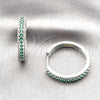 Rhodium Gold Filled Huggie Hoop, with Green Cubic Zirconia, Polished, Rhodium Finish, 02.267.0093.6.30