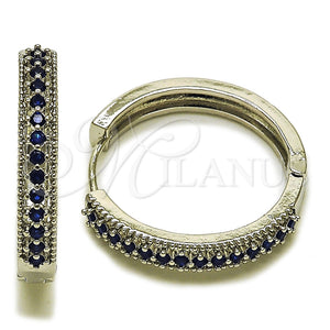 Rhodium Gold Filled Huggie Hoop, with Green Cubic Zirconia, Polished, Rhodium Finish, 02.267.0093.6.30